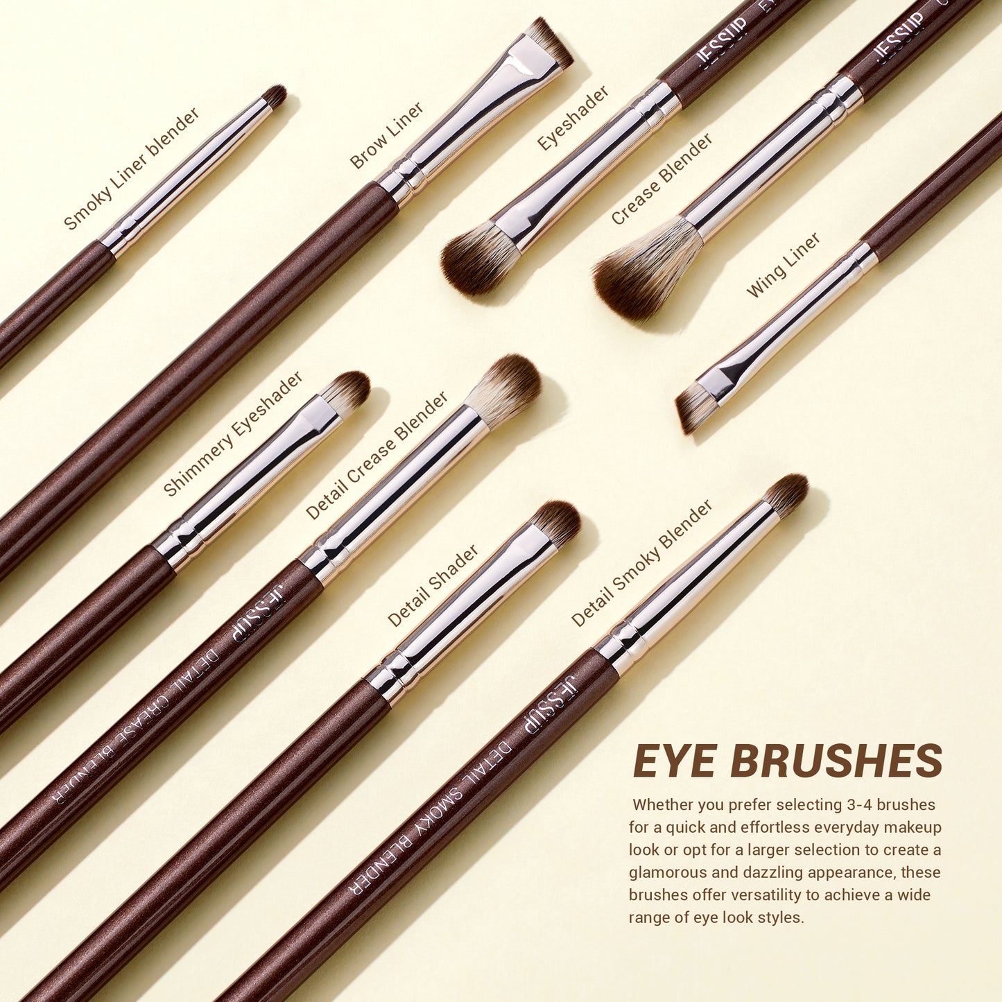 Jessup Makeup Brushes set 15pcs Brown Make up Brushes Vegan Foundation Blender Concealer Powder Eyeshadow Highlighter